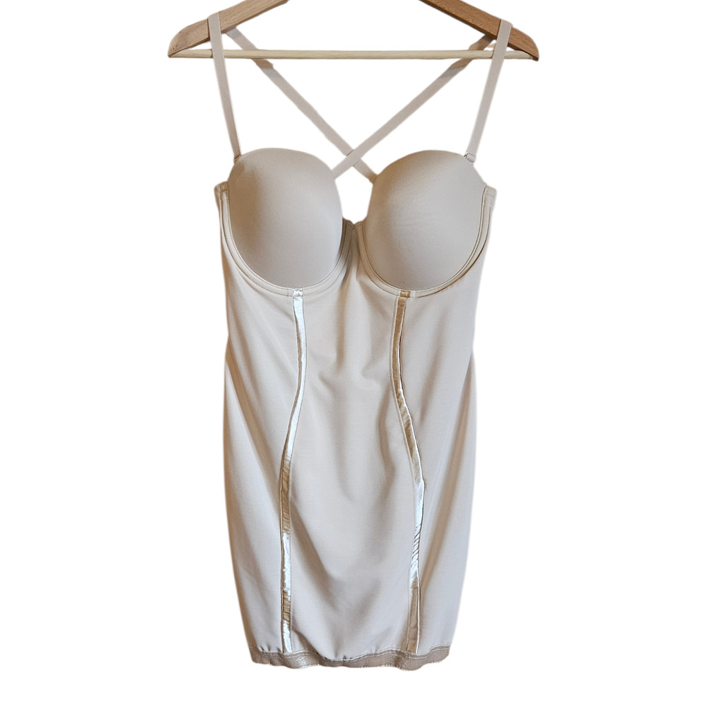 Maidenform Women’s Shapewear Slip Built-in Bra Underwire Firm Control Beige 38D